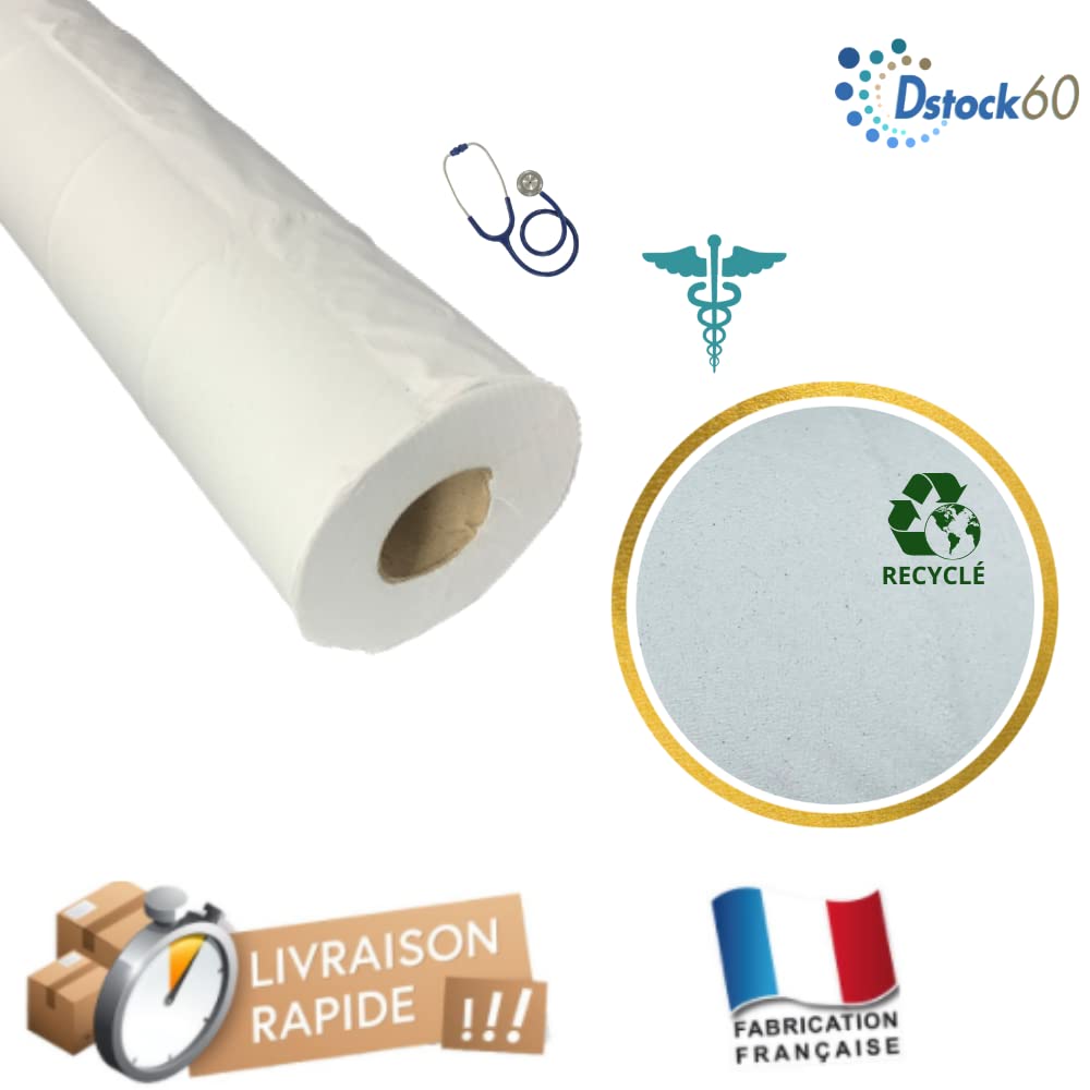 DSTOCK60- Lot de 12 rouleaux de draps d'examen ouate mêlée - 2 plis 2 x 18gr - Fabrication Française - Cabinets médicaux - Soins - Hygiène