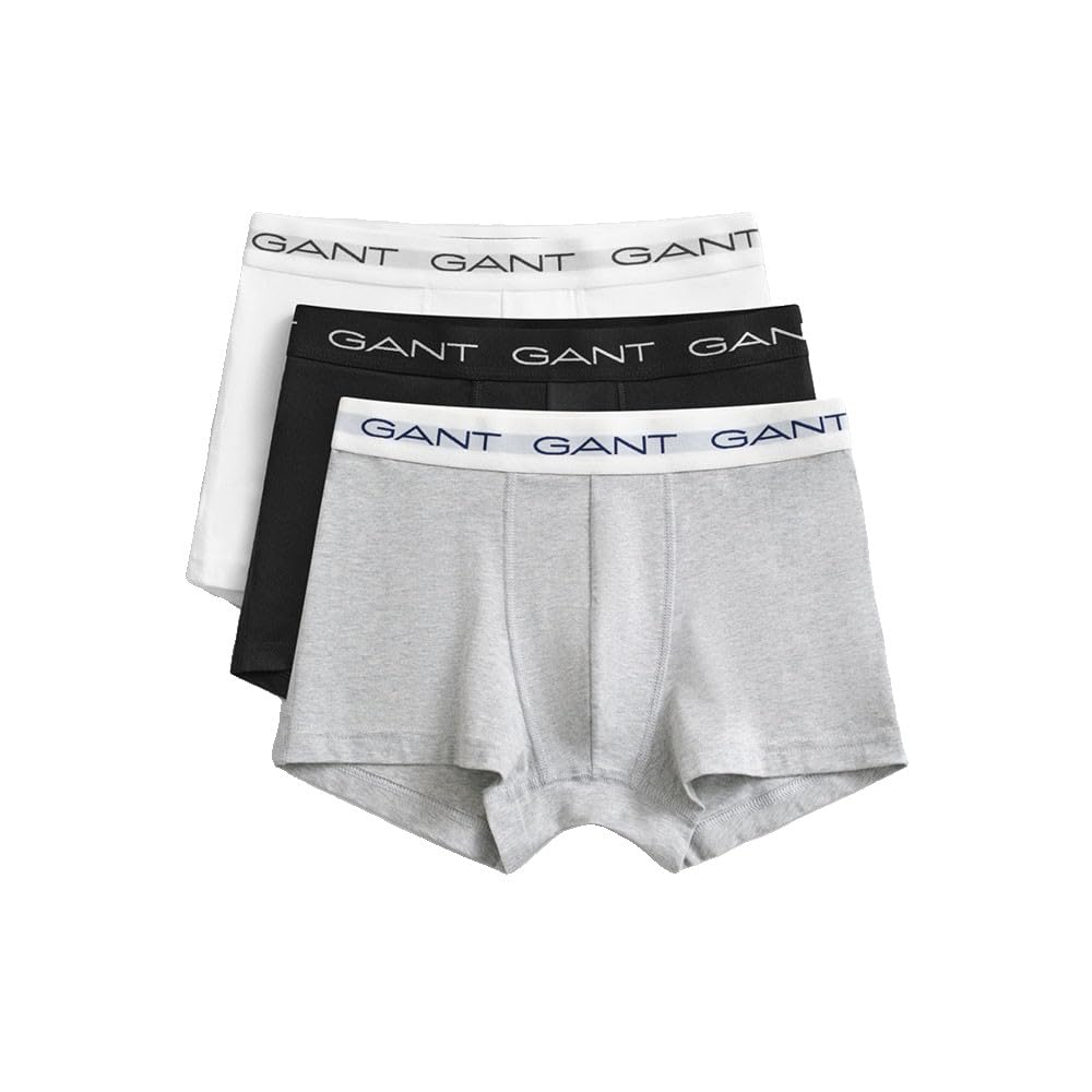 Gant Men's Light Grey Mix Trunks, Pack Of 3, Underwear, Light Grey Melange, Standard (Pack Of 3)