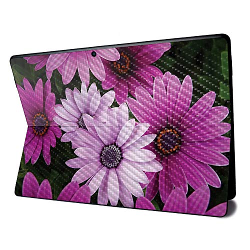 Image of MightySkins Carbon Fiber Skin for Microsoft Surface Pro X - Purple Flowers | Textured Carbon Fiber Finish | Easy to Apply, Remove, and Change Styles | Made in The USA