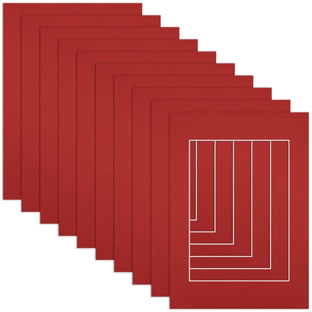 Procut Global A6 Crimson Picture Mounts to Fit A7 Aperture - Precision Cut Cardboard Photo Mount - Ideal for Frames, Prints, Artwork & Certificates - Sizes & Colours Available - 10 Pack