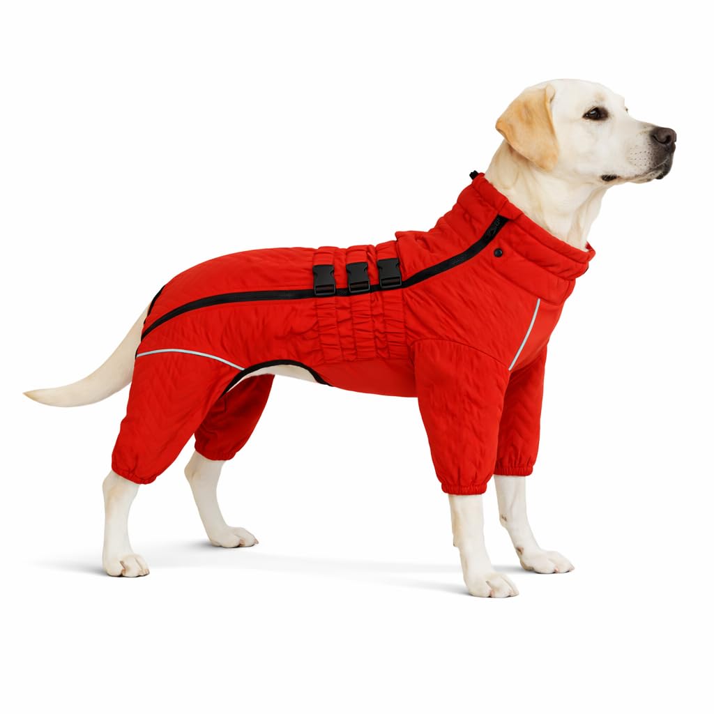 Abrigo cálido para Perro, Chaleco de Perro de Doble Capa, 12 Patas Cubiertas, Resistente al Viento, Impermeable, Reflectante, cálido, Chaleco para Perro de Patinaje al Aire Libre, Disfraz para Perros