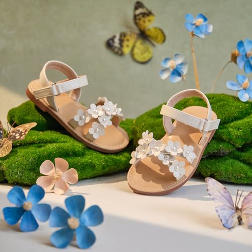Image of PHIRAMIN Toddler Girl Sandals - Flower Girl Dress Shoes Open Toe Little Kid Wedding Party