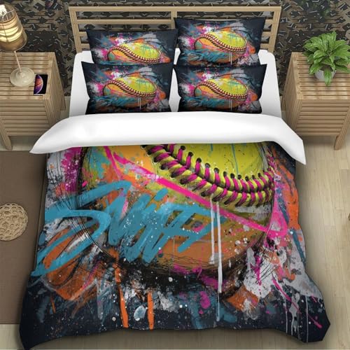 Housse de couette softball hypoallergique en microfibre douce 3D - 5