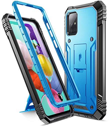 Poetic Revolution Series for Samsung Galaxy A51 4G Case,[NOT FIT Galaxy A51 5G Version] Full-Body Rugged Dual-Layer Shockproof Protective Cover with Kickstand and Built-in-Screen Protector, Blue