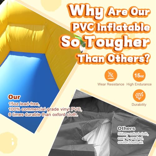 Image of 22FT Commercial Bounce House for Big Kids (0.45mm Heavy Duty PVC) (500lbs Capacity) Inflatable Obstacle Course with Splash Pool /Wide Water Slide /1100W Blower, Backyard Outdoor Party 22x8x8.2FT