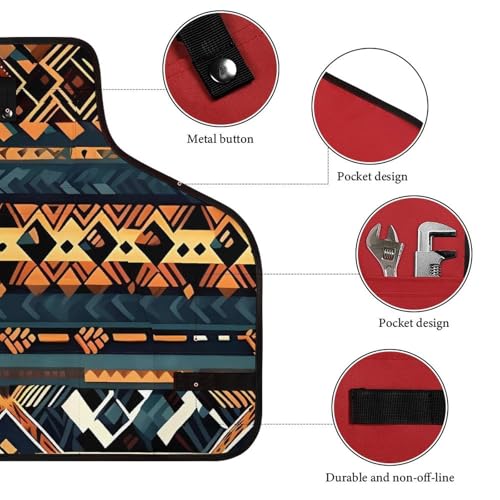 Delantal étnico tribal africano con 8 bolsillos, ajuste cruzado miniatura 3