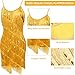 PLULON Women's 1920s Gatsby Sequin Fringed Vintage Flapper Dress Cocktail Party Dress with 20s Accessories Costume Set for Evening Prom (Gold)