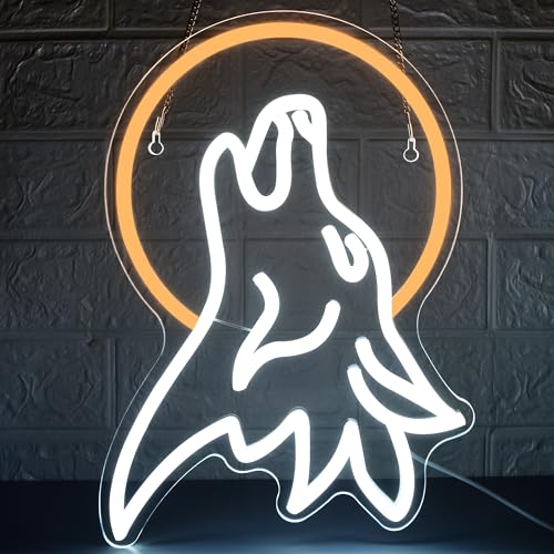 Image of Wolf Neon Sign for Wall Decor Cartoon LED Light For Kids Room Man Cave | Charming Wall Decoration For Game Room, Garage, Party, Great Birthday Gift For Kids And Wolf Lovers