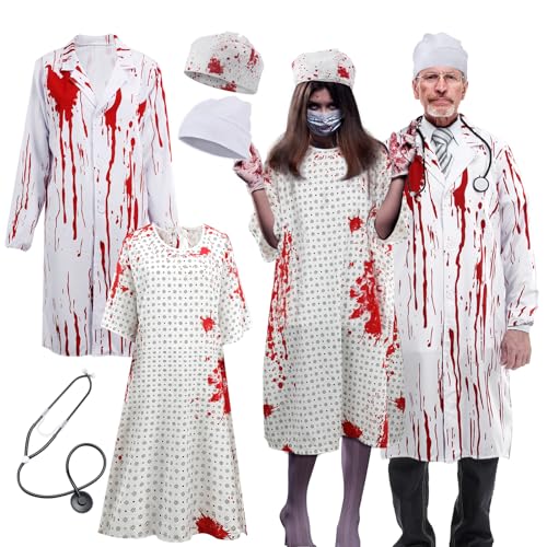 Skicuff Halloween Unisex Hospital Gown - Bloody Pattern Printed Doctor