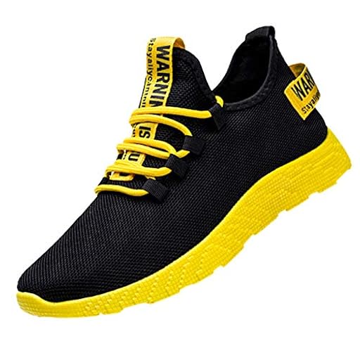 Zapatos Hombres La Entrenador Negro Correr Zapatos de Turismo Tejer Zapatos Ocio Hombres Volar Deportes le Zapatos Hombres Hombres Campamento Zapatos, amarillo, 43 EU | Ya disponible en tu tienda friki favorita! En mundofriki.es!