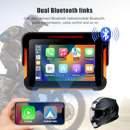 Image of Car Stereo for Motorcycle, 5 Inch IPS Touchscreen, CarPlay & Android Auto | Universal Motorbike, Wireless CarPlay & Android Auto, GPS Navigation Dual Bluetooth, Waterproof & Dustproof IP67