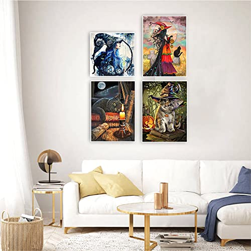 DCIDBEI 30 x 40/30 cm 4 Pack Diamond Painting Complete Round Kit, Witch Diamond Painting - Image 4