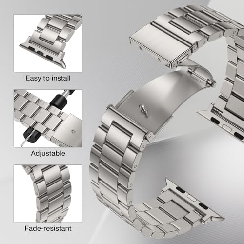 Image of Metal Band Compatible with Apple Watch Bands for Men 49mm 46mm 45mm 44mm 42mm 41mm 40mm 38mm, Stainless Steel iWatch Bands for Apple Watch Ultra 3 2 1 /Series 11 10 9 8 7 6 5 4 SE
