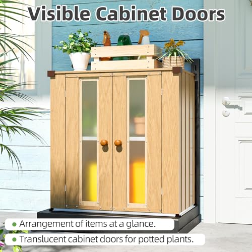 Image of AECOJOY Outdoor Storage Cabinet Waterproof with Floor & Adjustable Shelves