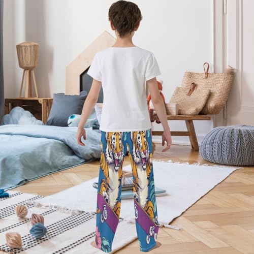 Boy's Pants Tiger Flower Jogger Pants Elastic Waist Long Bottoms Trousers with Pockets 6-14 Years3