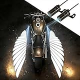 SPNANMA 2026 Upgraded 2PCS Motorcycle LED Underglow Kit with Angel Wing Projector Lights, Waterproof Underbody Ghost Shadow Lights for Motorcycles and Scooters, 7000K White Light