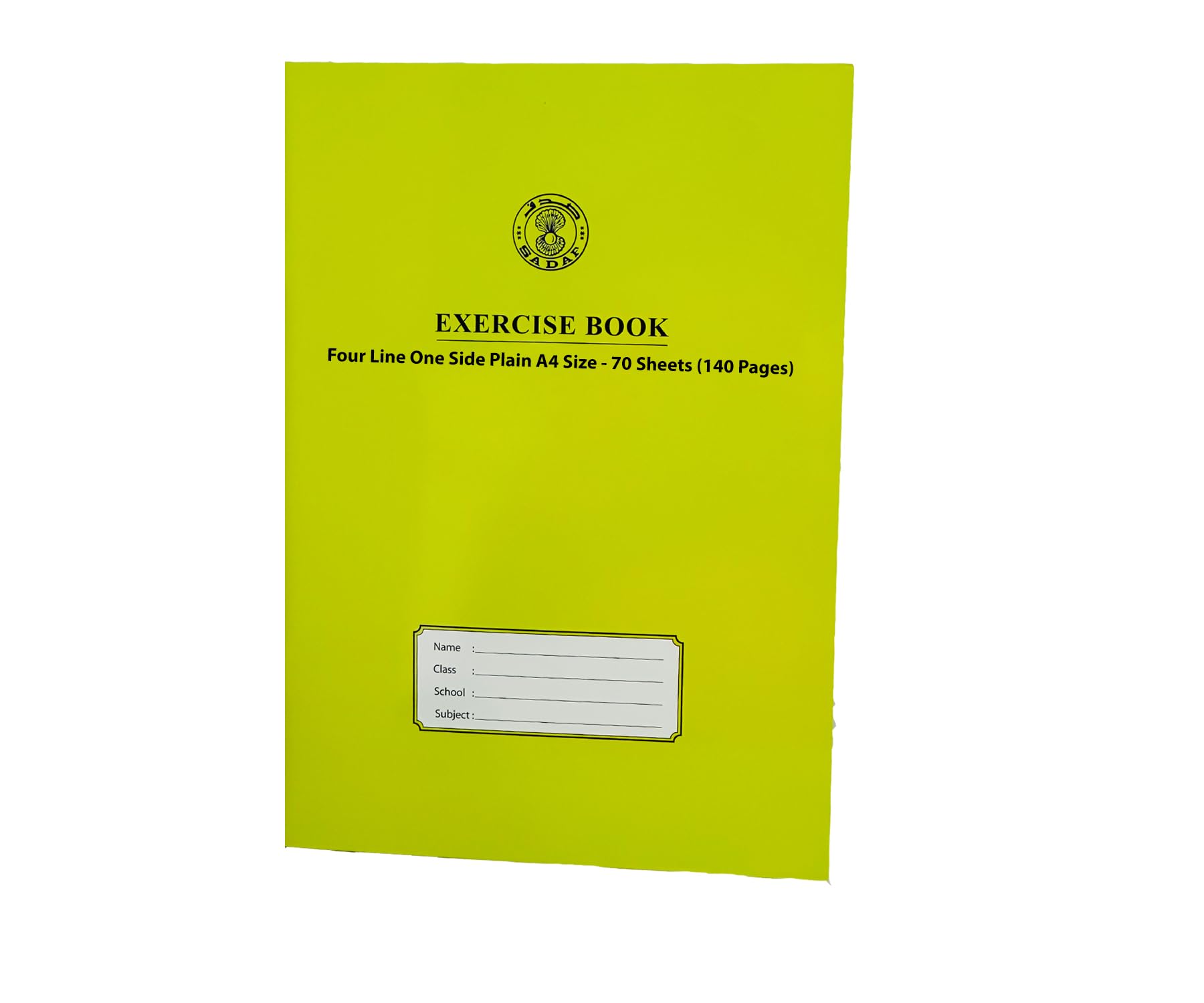 Sadaf Four Line One Side Plain Exercise Book, A4 Size, Green