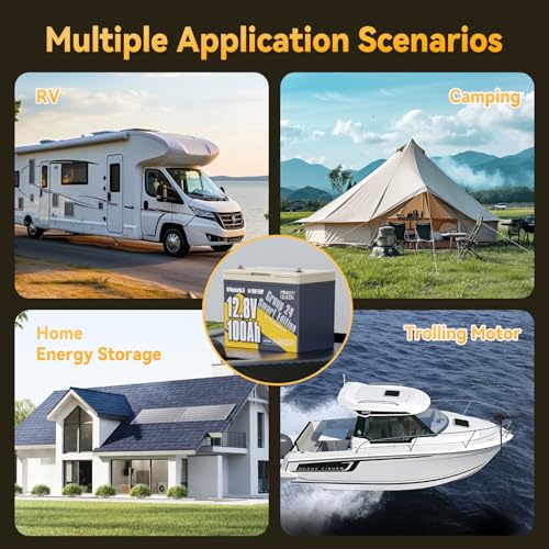 Image of Power Queen 12V 100Ah LiFePO4 Battery, Bluetooth 12Volt RV Lithium Battery with Low-Temp Protection, Group 24 Deep Cycle Battery, Up to 15000 Cycles for Motorhome, Trailer, Camper Van, Marine, Solar