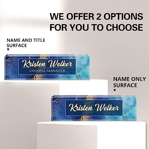 Image of Name Plate for Desk, Desk Name Plate Personalized, Blue Office Decor for Women Men, Acrylic Desktop Accessories, Office Gifts for Boss Nurse Teacher Coworker, Employee Appreciation Gift (Blue Coast)