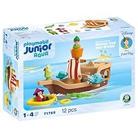 Playmobil JUNIOR & Disney | Peter Pan's Pirate Ship | Sustainable toy from 1 year | Gift for toddlers | Promotes motor skills & role play | Pirate ship with figures & accessories | 71769