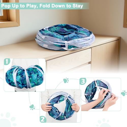 Image of Glittme Cat Tunnel, Cat Tunnels for Indoor Cats, S-Shape Peekaboo Cat Cave with Cat Toys, Foldable Cat Tubes and Tunnels for Cats, Rabbit, Puppy, Guinea Pig