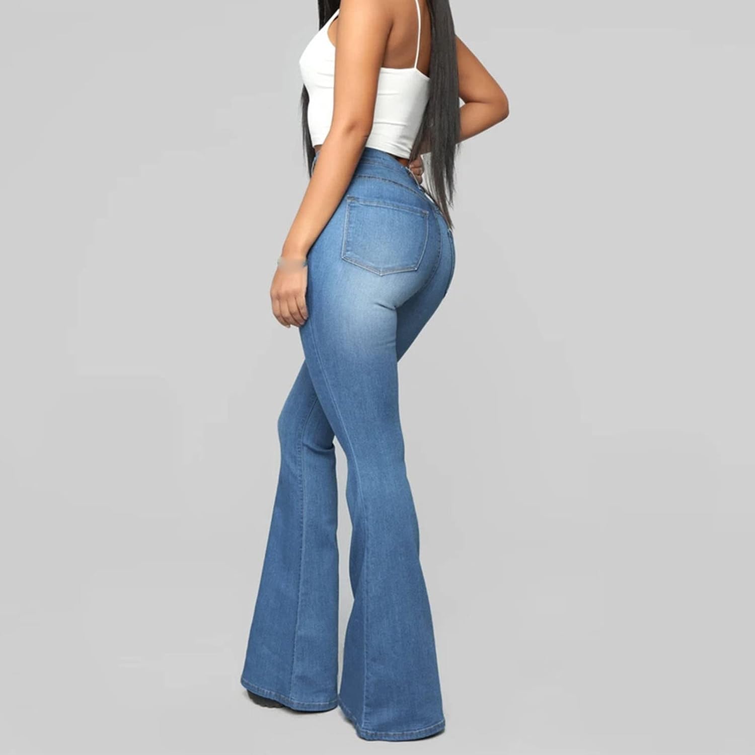 Women's High Waist Stretch Slim Horseshoe Pants Classic Casual Bell Bottom Long Pants Skinny Fit Bootcut Flare Pant