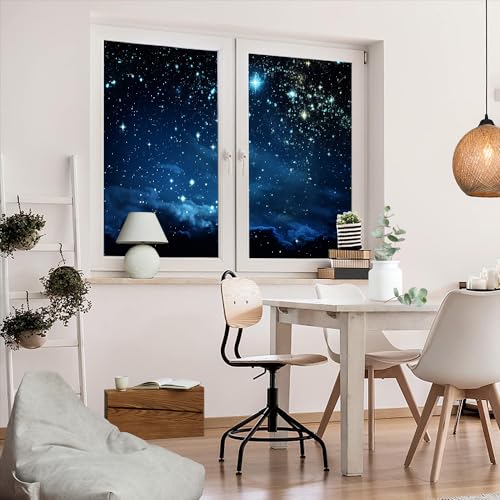 Vinilo decorativo para ventana con diseño galaxia, 2 piezas miniatura 5