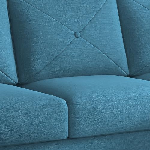Image of Baloney RHS 4 Seater L Shape Sofa Set for Living Room (Turquise Fabric) Premium Fabric Sofa