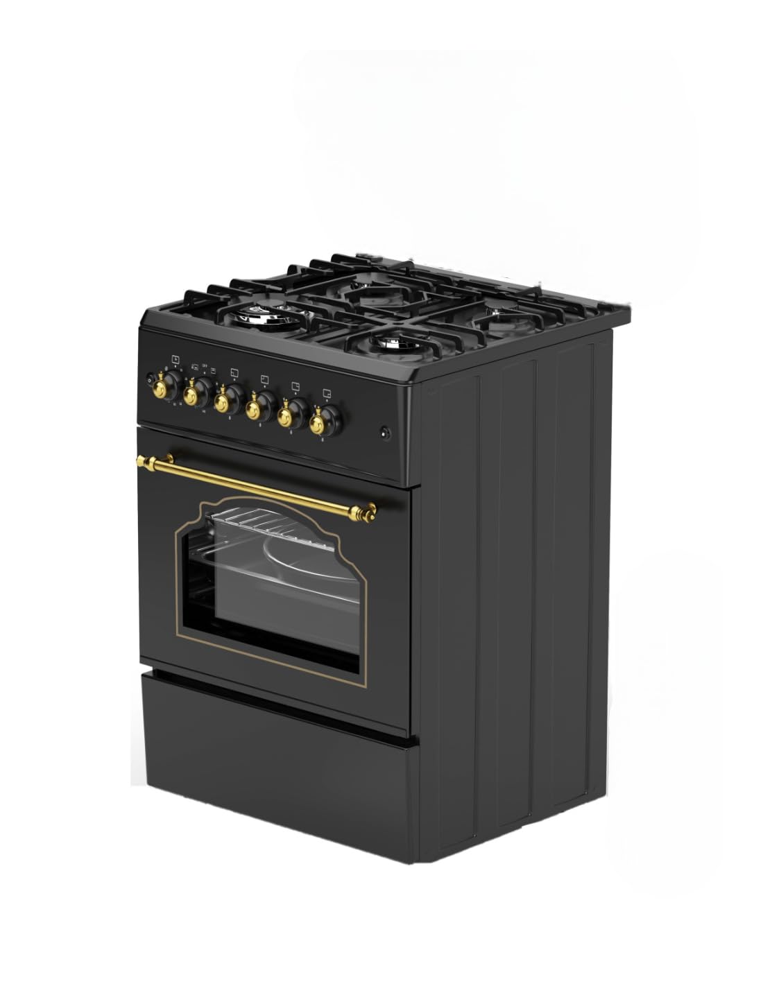 ALPHA Cuisinière à gaz VuLCANO GOLD-60 Rustica Gold. Allumage automatique, Wok, ventilateur et minuteur. *Haut de gamme*