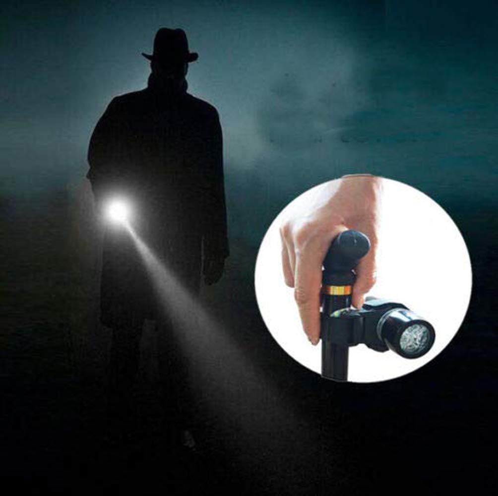 Pmsanzay Universal - Adjustable, Portable Hand Walking Stick Fixed Mount LED Flashlights Torch Light for All Walking Stick Cane Balancing Mobility & Disability Aid Holder Strap Handle ?No Cane?