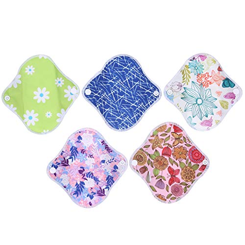 Reusable Menstrual Pads,5Pcs Washable Sanitary Pads Set Menstrual Panty Pads Waterproof Bamboo Charcoal Fiber Cloth Napkins Postpartum Nursing Pads Menstrual Sanitary Towels(#1) #TOP6