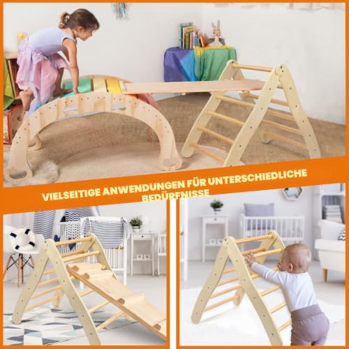 Kotsy Kletterdreieck aus Holz Winkel einstellbar,klettergerüst Indoor mit 60 kg Belastbar Kletterdreieck für Kinder,Klappbare Kinder Indoor Montessori klettergerüst