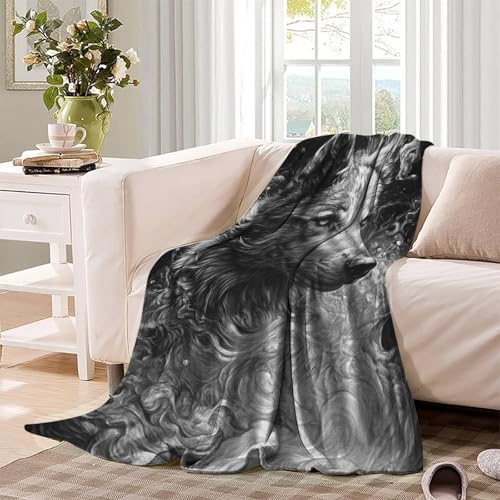 Couverture Husky sibérien en flanelle imprimée 3D pour canapé 127x152cm