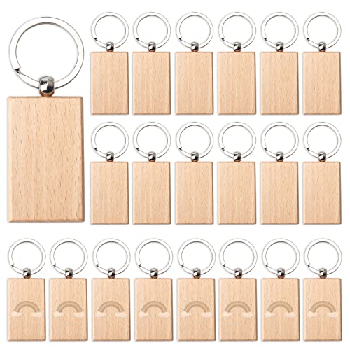 20 Pieces Blank Wooden Key Chain