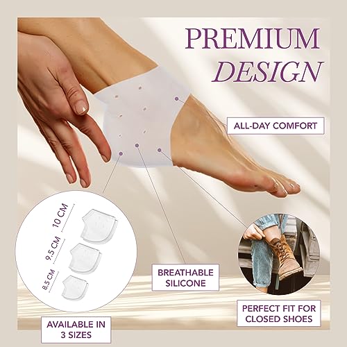 Ballotte Premium Silicone Heel Protectors for Shoes, Gel Heel Cups & Cushion Inserts for Women & Men, Cushioned Sole Cups for Plantar Fasciitis for Cracked Footbed Relief & Blister Prevention4