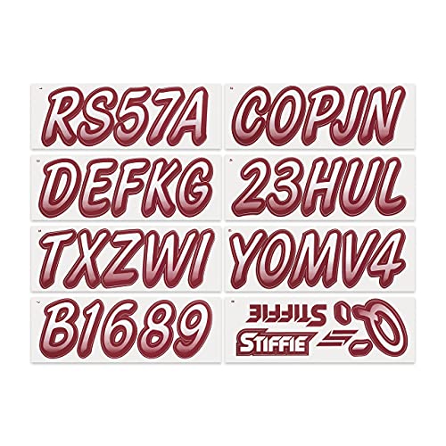 Image of STIFFIE Whipline White /Wine 3 inch Boat & PWC Registration Decals • Numbers Letters Stickers