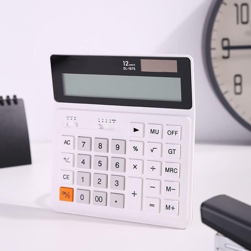 Calculatrice de bureau, calculatrice de bureau Bureau de comptabilité financière Calculatrice solaire Calculatrice portable à double alimentation à grand écran à 12 chiffres (Color : Wit, Size : L) (