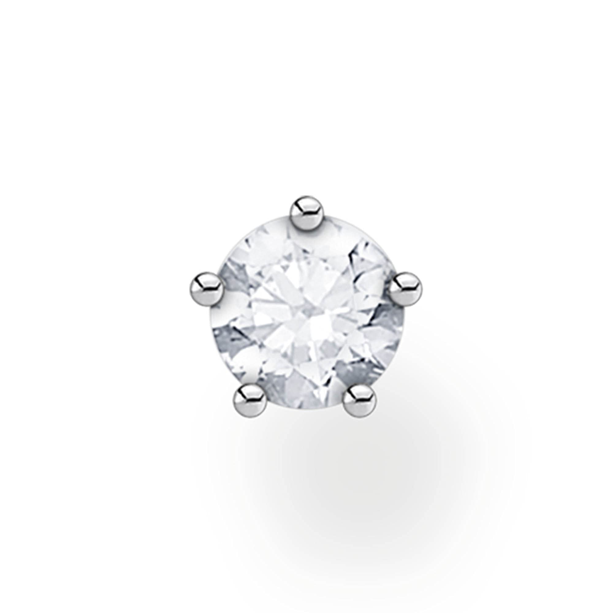 Thomas Sabo Single Stud Earrings White Stone 925 Sterling Silver H2135