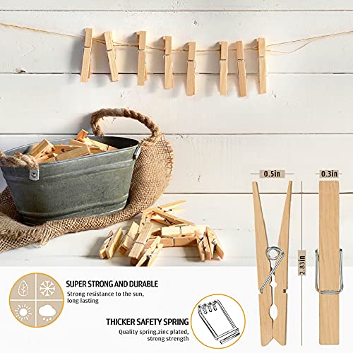 Wooden-Clothes-Pins-Heavy-Duty-Outdoor-Clothespins-for-Hanging-Clothes-Wood-Clips-Large-Close-pins-Clothing-Pegs-for-Crafts-Clothesline-Laundry-283-Inch-Pack-of-100
