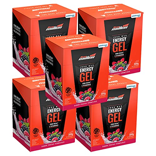 Kit 5x Iron Energy Gel - Carb Up Frutas Vermelhas - New Millen
