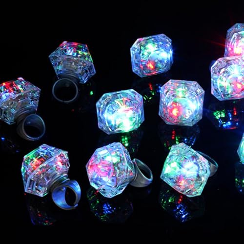 STOBOK 16Pcs LED Licht Up Ringe Blinkende Diamant Ringe Glow in The Dark Finger für Geburtstag Bachelorette Nachtclub Raves Konzert Zeigt Party Favor