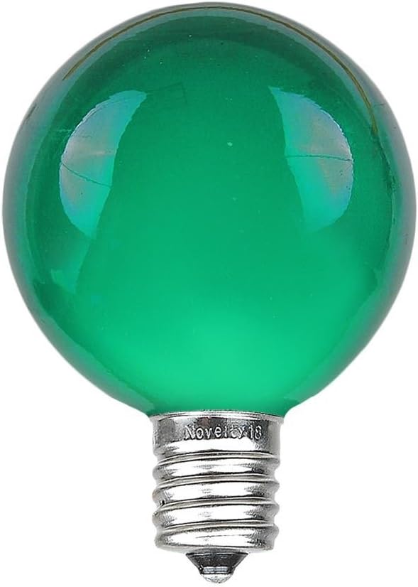 Novelty Lights 25 Pack G40 Green Outdoor Globe Bulbs, Light Bulbs Glass Incandescent Bulbs with 3000 Hour Lifespan, Globe String Lights Replacement Bulbs 25 Count (Pack of 1) Green
