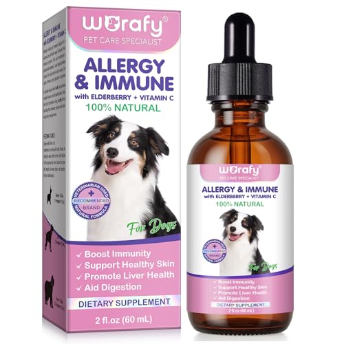 MXCZBSM Dog Allergy & Immunity Boost Drops 60ml - Bacon Flavour Natural Itchy Skin Relief Liver Support & Anti-Inflammatory Supplement for Dogs of All Breeds