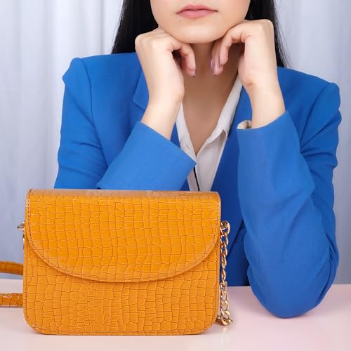 Image of The Wallet Store Leather Sling Bag For Women | Ladies Purse Wallet | Best Gift For Mother, Sister, Wife, Girlfriend, Etc (Yellow)