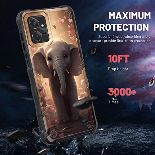 EFGWSDER for Moto G Power 5G 2023 Case,[Dual Layer][10 FT Military Grade Drop Protection] [Non-Slip] Heavy Duty Shockproof Case for Motorola Moto G Power 5G 2023,Cute Elephant with Hearts - image 3