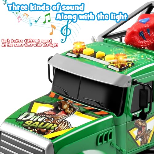 Image of Dwi Dowellin Toy Truck Transport Cars Carrier with Dinosaur for Kids Toddlers,Birthday Gifts for Boy Toddler Child 3 4 5 6 Years Old