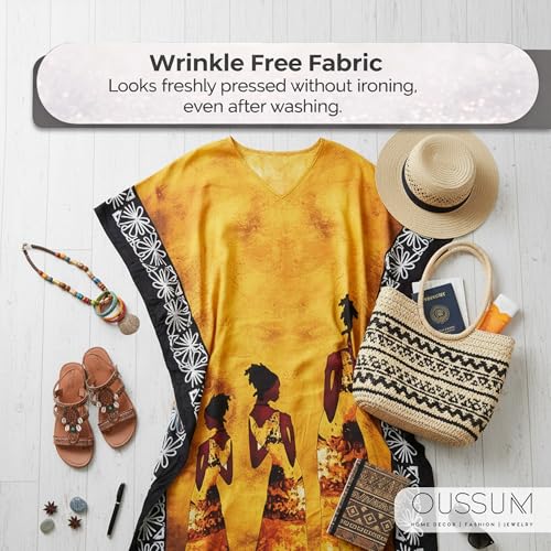 Image of Gypsie Blu Women Plus Size Kaftan Dress Beach Cover Up Maxi Dresses for Women, V-Neck Kimono Sleeve 1X-3X