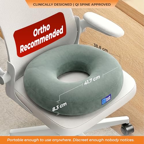 Image of Donut Pillow for Tailbone Pain | 5-Year Warranty | Coccyx Cushion for Hemorrhoids, Piles, Fistula, Sciatica, Pregnancy Pain | Car Seat Cushion for Office Chair | Orthopedic Ring Pillow | Up to 100 Kgs