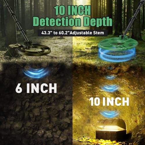 Image of PalliPartners Metal Detector for Adults Waterproof-Professional Higher Accuracy Gold Detector with LCD Display,5 Mode,Advanced DSP Chip 12 inch Coil(Green)