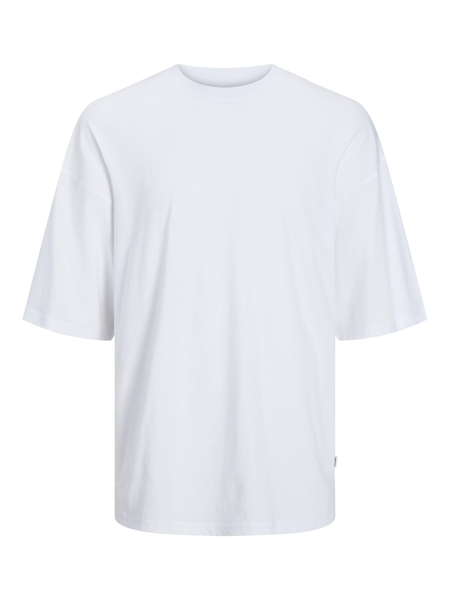 JACK & JONES Mens Male T-Shirt Einfarbig Top, White, XL UK